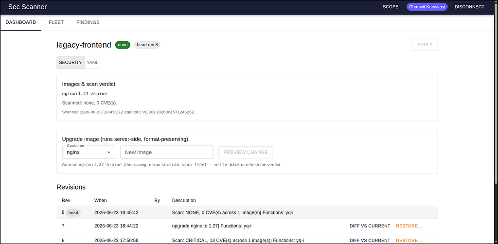 After clearing CVEs, apply gates disappeared. Everything is recorded in ConfigHub.